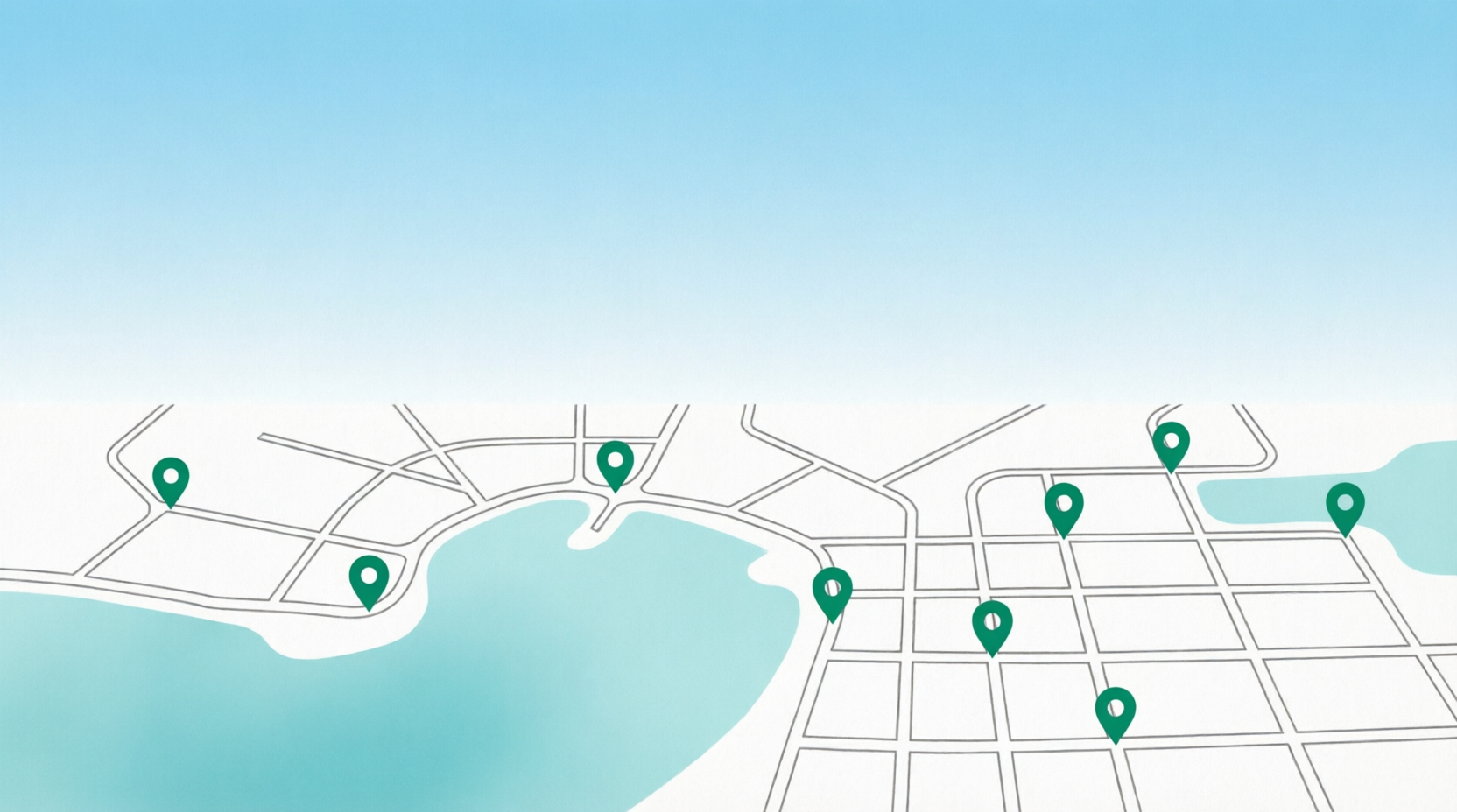 Minimalist illustrated map of Panama City Beach neighborhood with location marker